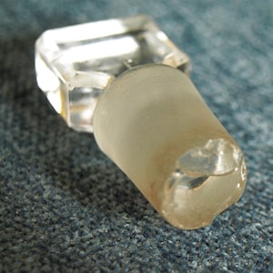 Antique Clear Glass Apothecary / Druggist Bottle Stopper - Stamped No. 1 - Stopper only - 11/16&quot; fitter diameter