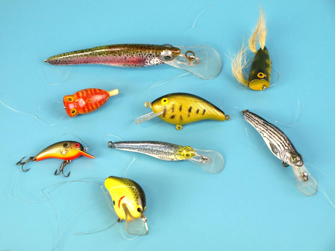 Vintage Fishing Lures by Crankbait, Bagley's and Unmarked - Lot of 8 - Etsy Vintage Fishing Lures by Crankbait, Bagley's and Unmarked - Lot of 8 - Etsy