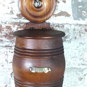 Antique Treenware Wall Canister, Circa 1880&#39;s - Wall Hanging Flour Container - Flour Canister - Good+ Condition w/ Flour label in German