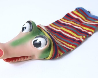 Vintage 1950's Bil Baird Toy Crocodile Hand Puppet by Ideal Toy - OMG Cute! - Very Good condition