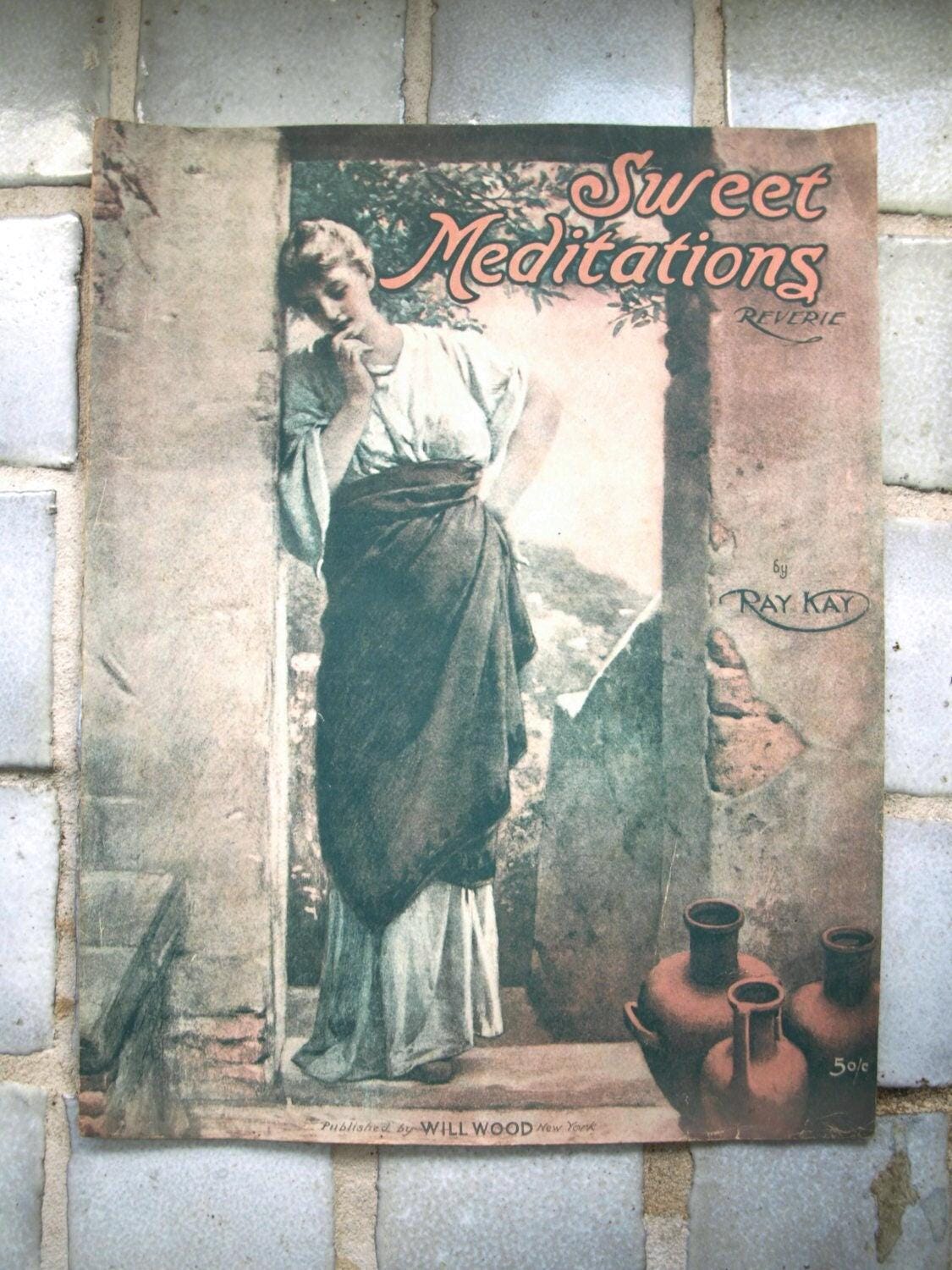 Vintage 1907 Sheet Music – Sweet Meditations Reverie by Ray Kay – Very Rare