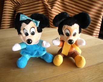 Vintage Walt Disney Mickey and Minnie Mouse from Mickey’s Christmas Carol Plush Stuffed Animals