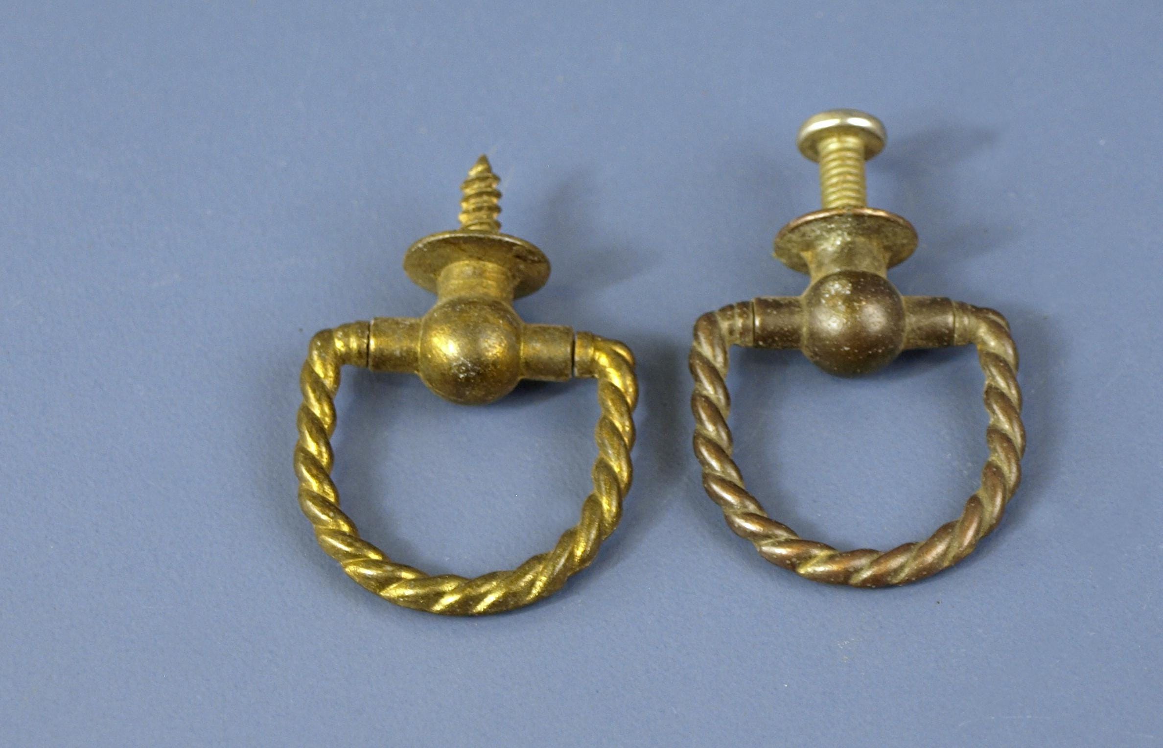 Antique Brass D Loop Drawer Pull W Twisted Rope Design / Lot of 2 ...