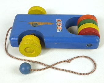 RARE Vintage DOEPKE Toys Wooden Pull Toy on Wheels, Circa 1950's - Collectible Toys - Good+