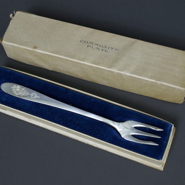 Vintage Community Plate Silver Plated Pickle Fork - In Original Presention Box - Fork in Near Mint Condition