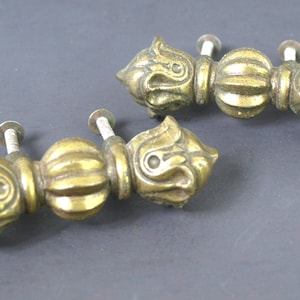 Vintage Pair of Cast Brass Ornate Drawer Pulls Stamped N5827 / K6C2 - Bow Tie Design