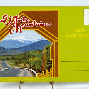 Pochette vintage souvenir du mont Washington « The White Mountains », New Hampshire - lot de cartes postales à déplier, vers les années 1970 - objets souvenirs - VG