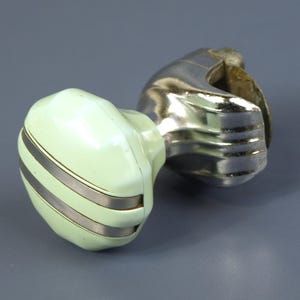 Vintage Bakelite & Chrome Seafoam Green Brodie Necker Spinner Auto Steering Wheel Knob circa 1950s