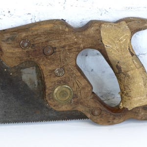Vintage H Disston & Sons Phila Crosscut Hand Saw with Carved Wood Handle w/ Tape - 23&quot; Long Blade - Fair Condition