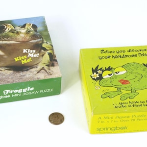 Vintage Kiss A Few Toads & Froggie Mini Jigsaw Puzzles by Springbok circa 1970&#39;s Lot of 2 In Very Good Condition