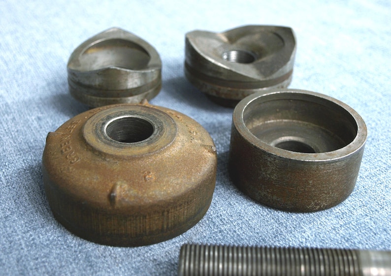 Vintage Greenlee No. 737 Knockout Punch Set for 1.5" & 2" Conduit with Leather Case in Good Condition image 9