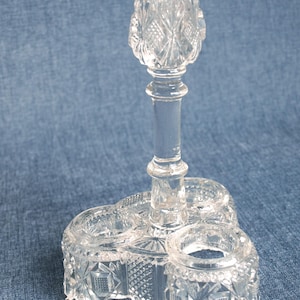 Antikes viktorianisches Elson Glass Co EAPG Castor / Condiment Set mit Kerzenhalterhalter um 1880 - Frühes amerikanisches Pressglas