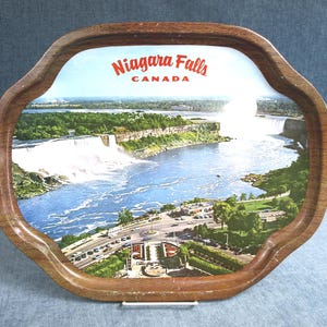 Vintage Retro Niagara Falls Mid Century Metal Souvenir Photo Picture Serving Tray