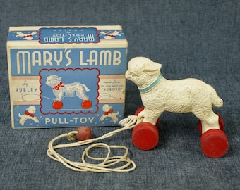 Vintage * Mary's Lamb Pull-Toy * No. 105 by HUBLEY - made from "Huboid" - in Original Box  - In VERY GOOD Conditon