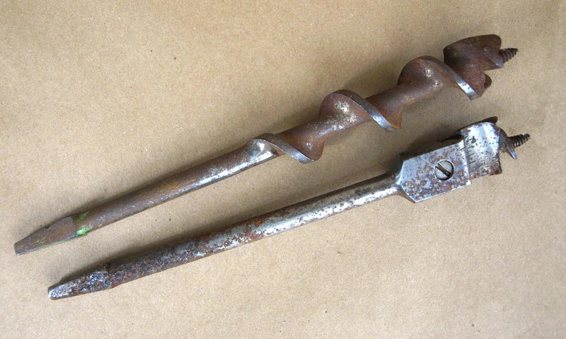 Vintage Greenlee Micro-Dial No. 6 Adjustable Expansive Drill Bit and No. 16 Auger Brace Bit 1" size image 1