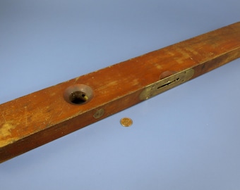 Antique Stanley Rule & Level Co Wood Block Level - Pat. Feb 18, 1890 - Missing Circle Level Vial  - 26" L x 3.25" W