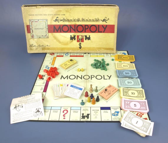 パーカーブラザーズ製 1954年製 モノポリーボードゲーム（コンプリート