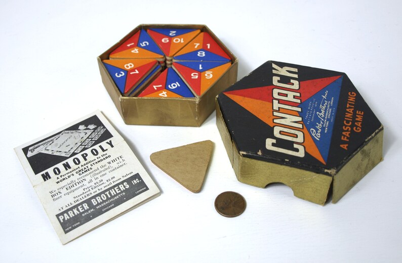 CONTACK, A Fascinating Game by Parker Brothers Inc., Copyright 1939 ...