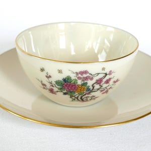 Vintage Ming Coup by Lenox Tea Cup with Saucer X-300 China Porcelain with Dog Wood or Cherry Tree Blossom Design