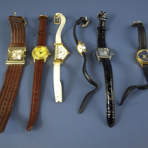 Vintage Women's Wrist Watches Lot - Seiko Pieue Nicol Oris Hershey & Gibbel - Leather / Pleather Bands - Not Working / For PARTS or REPAIR