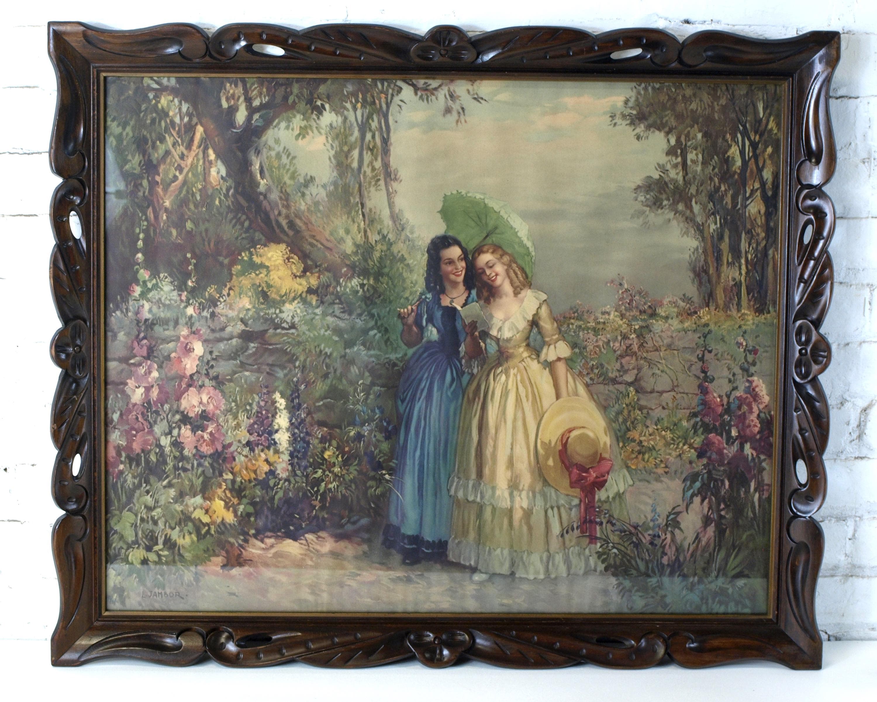 ビンテージ 西ドイツ製 Love story handpainted プレート Two English Setters - English Setters Art Print, Vintage Dog Wall