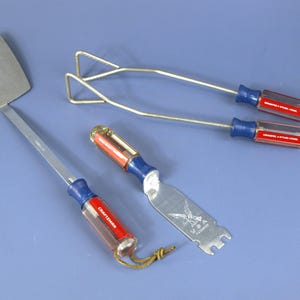 Vintage Craftsman Tool 3-delat grilltillbehörsset: spatel, tång och grillrengöringsverktyg | Tidigare ägt, gott skick