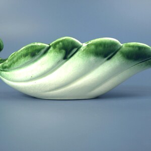 Vintage West Coast Pottery Candle Holder – Green Drip Glaze Ceramic Leaf Shaped Tapered Candle Holder #900 Made in California