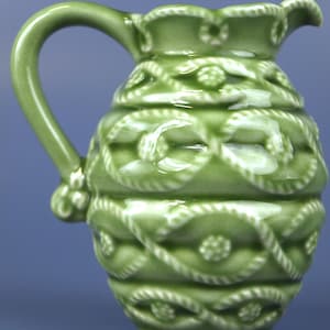 Discontinued Juliska Ceramics &#39;Jardins du Monde Garden Green&#39; 5 Oz Beehive Pitcher - Made in Portugal - 3.75&quot; - Great Condition