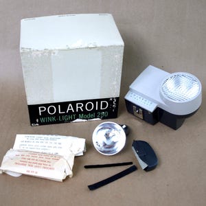 Vintage Polaroid Wink-Light Model #250 w/o Cord in Original Box w/ Instructions, Circa 1970's - Original Packaging & Purchase Order - VG