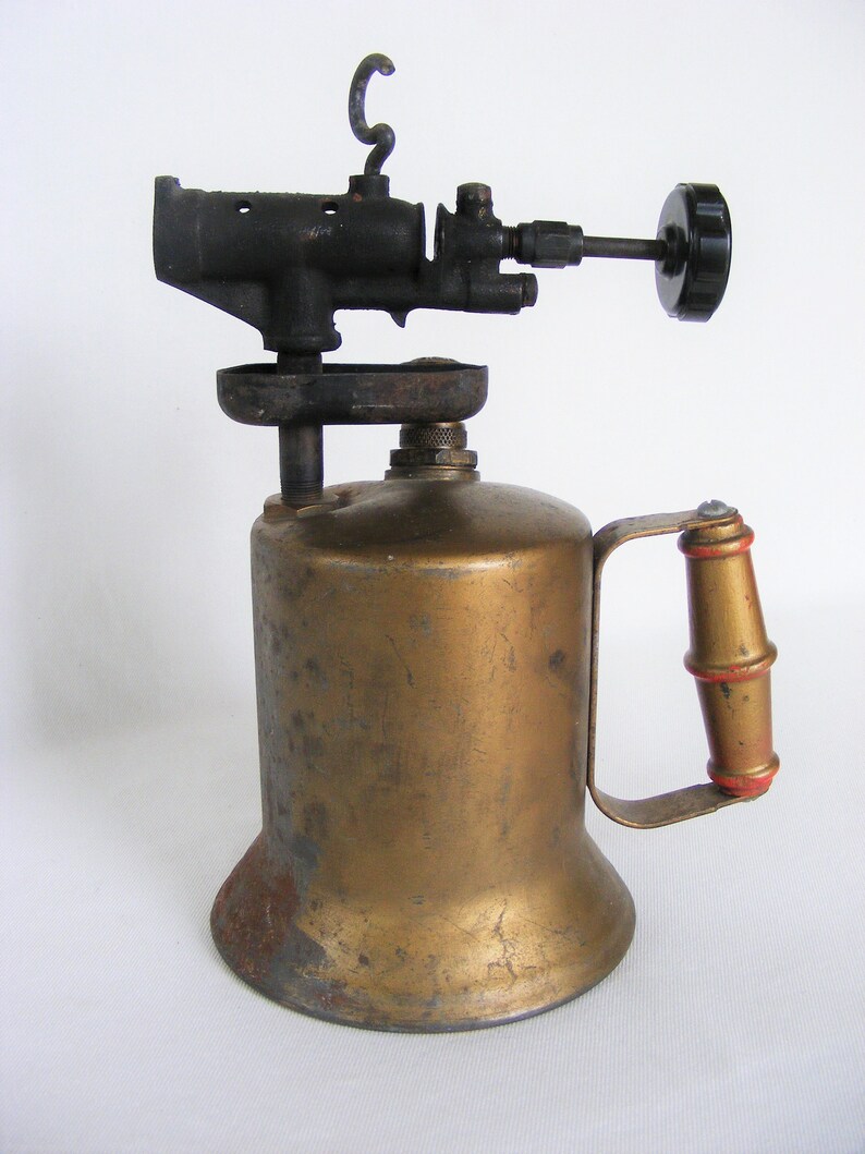 Antique Hand Held Blow Torch w Brass Paint Finish Industrial Etsy