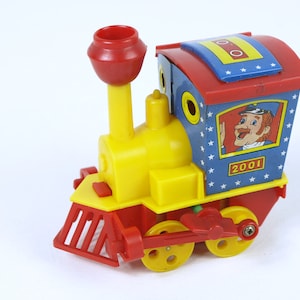 Vintage Plastic Wind Up Toy Locomotive Toy with Sound Made in Taiwan