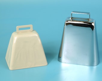 Vintage Cow Bells in Like New condition, Set of 2: one at 5.5" high and one at 4.5" high