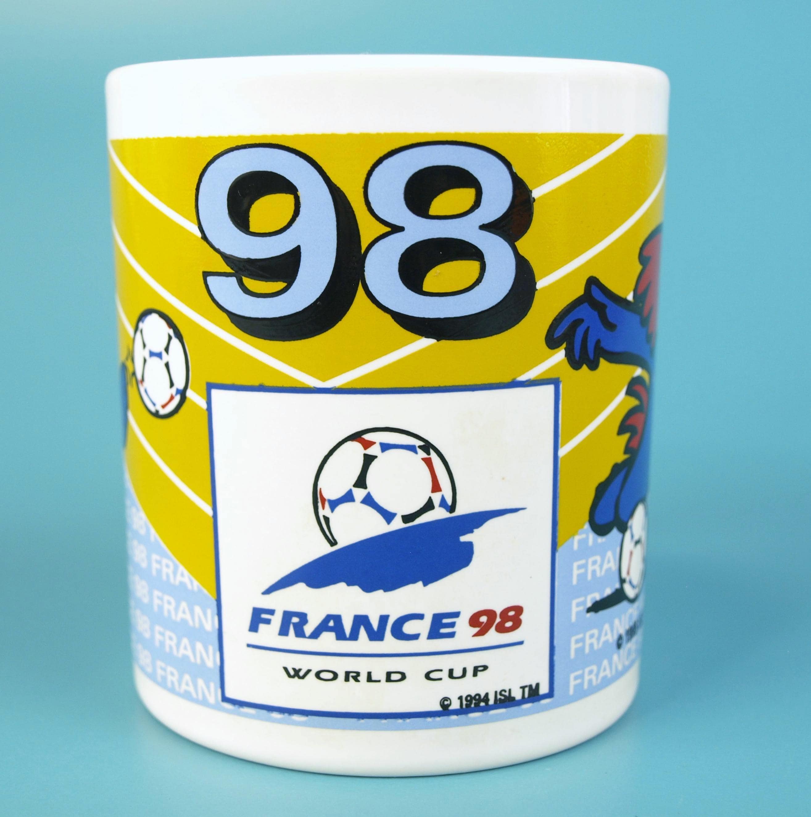 フランスワールドカップ　1998　未使用　©入り　luminarc　9ozグラス Vintage France 1998 World Cup Footix Staffordshire Tableware