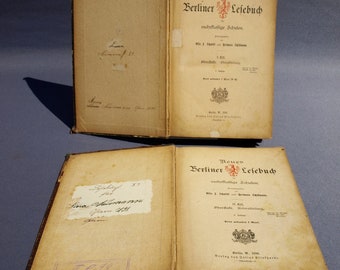 Neue Berliner Lesebuch für Mehrflammige Schulen 1890-91 Antike Deutsche Schulbücher