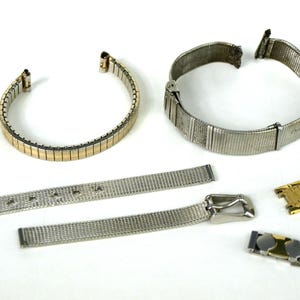 Vintage Lot of Metal Watch Bands and Links - Includes 3 Bands and 2 Link Parts - Repair Parts & Supply