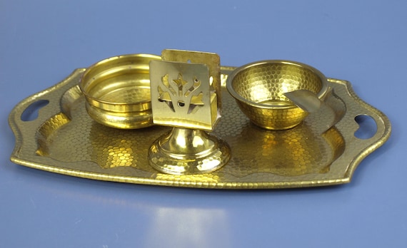 JIMBEAM 非売品ノベルティ　真鍮製灰皿　ash tray 未使用2個セット Vintage Hammered Brass Personal Smoking Set With Tray, Matchbox