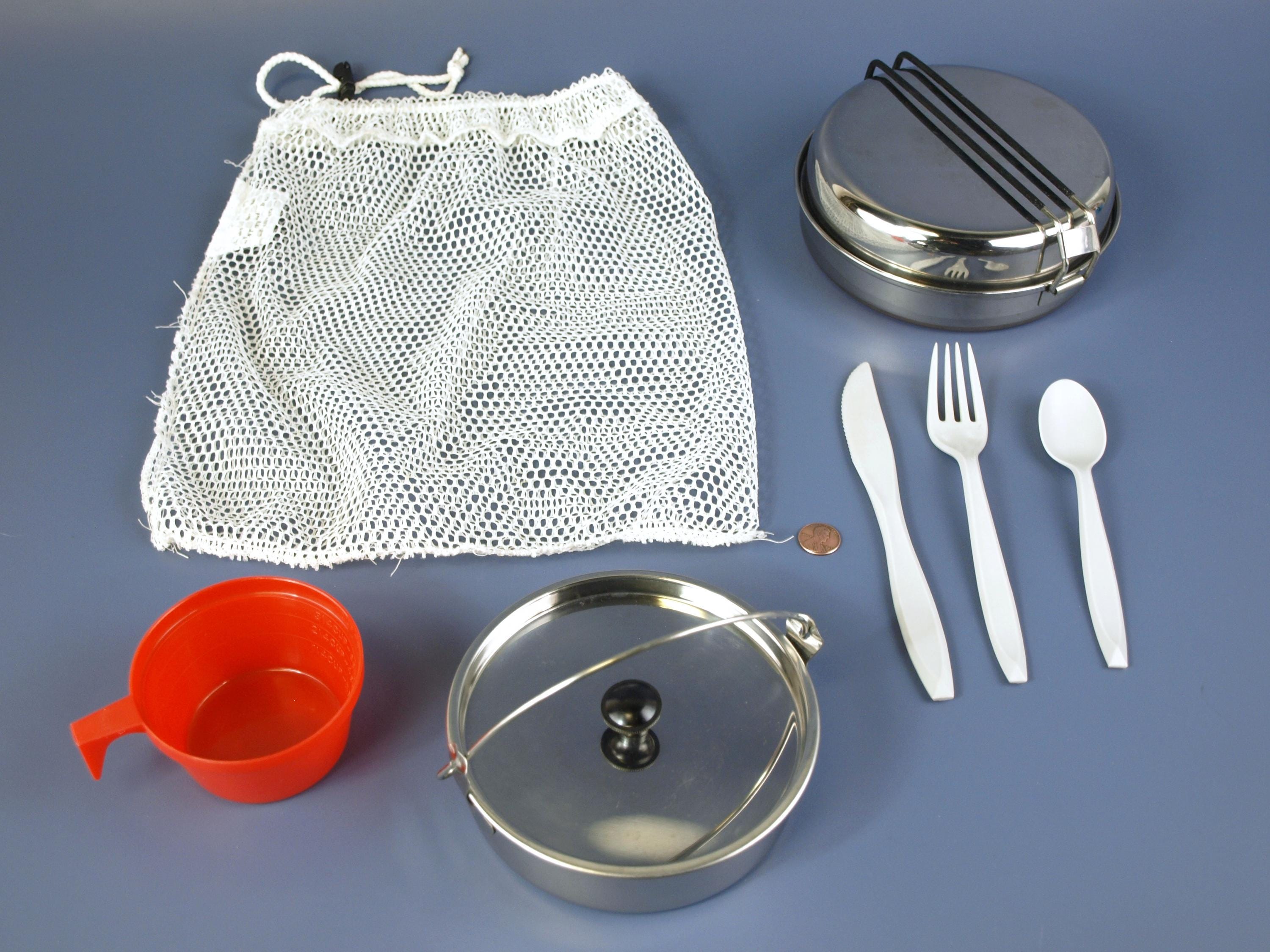 Tasse de cantine en aluminium de l'armée militaire, ustensiles de cuisine portables de Camping en plein air, bol à poignée pliable, randonnée sac à dos survie  18