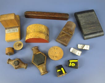 Antique Industrial Foundry Molds Lot of 15 - 1920s Wood & Metal Sand Casting Patterns - Sculptural Art Objects, Factory Salvage