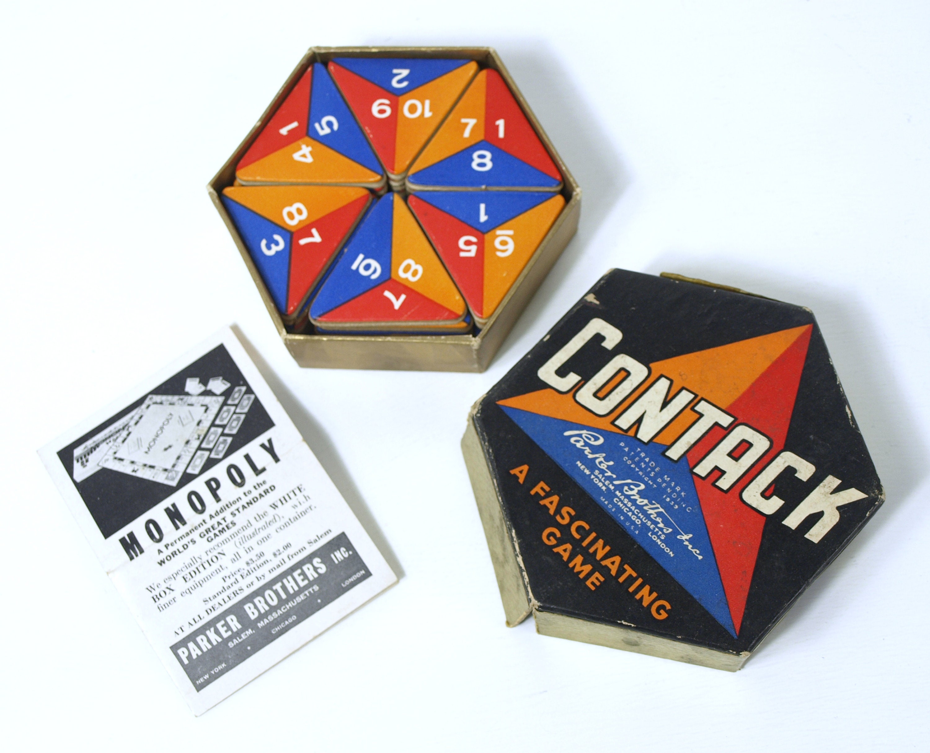 CONTACK, A Fascinating Game by Parker Brothers Inc., Copyright 1939 ...