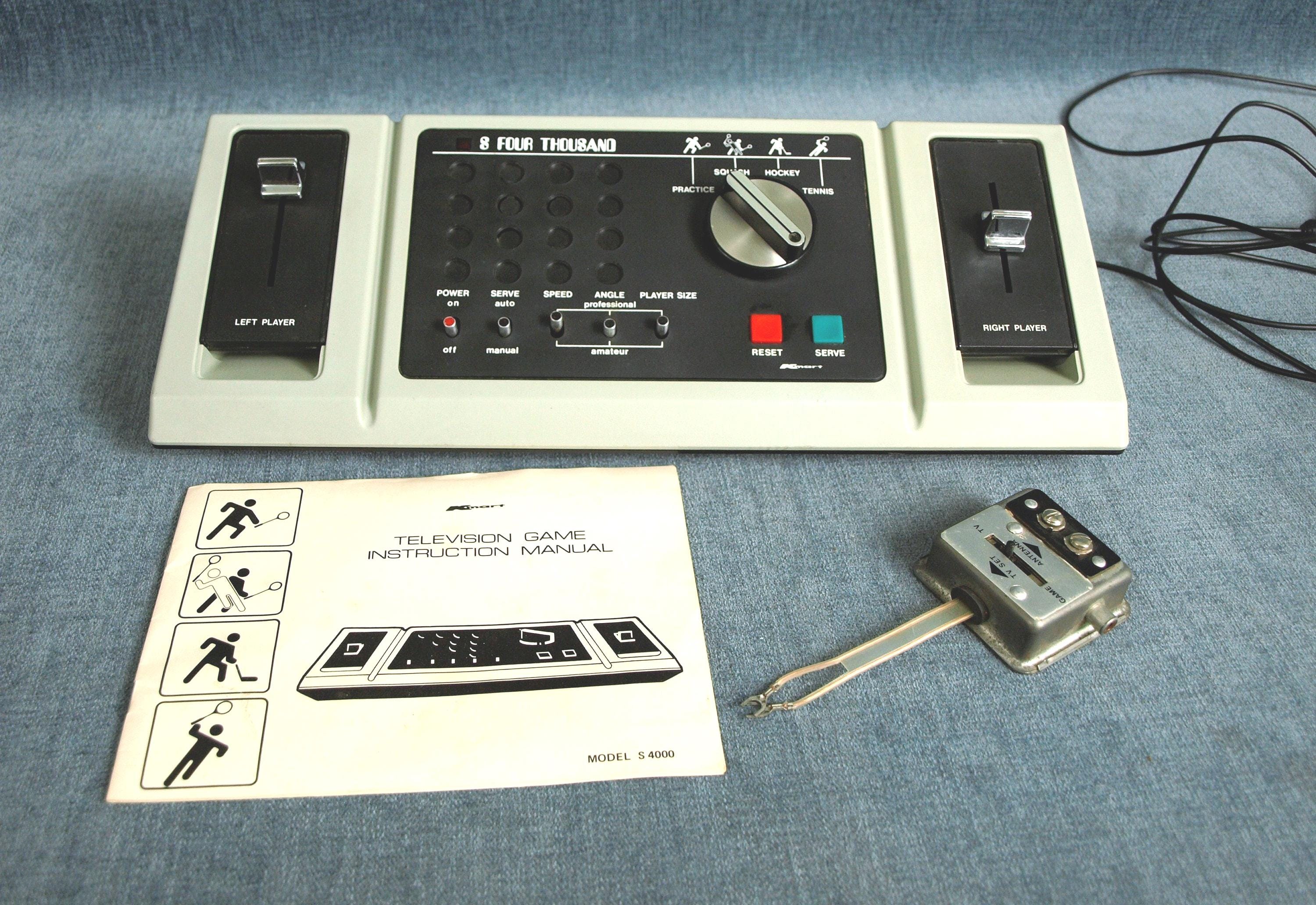 Vintage Kmart Model S 4000 (S Four Thousand) Television Video Game Console - Squash, Hockey, Tennis