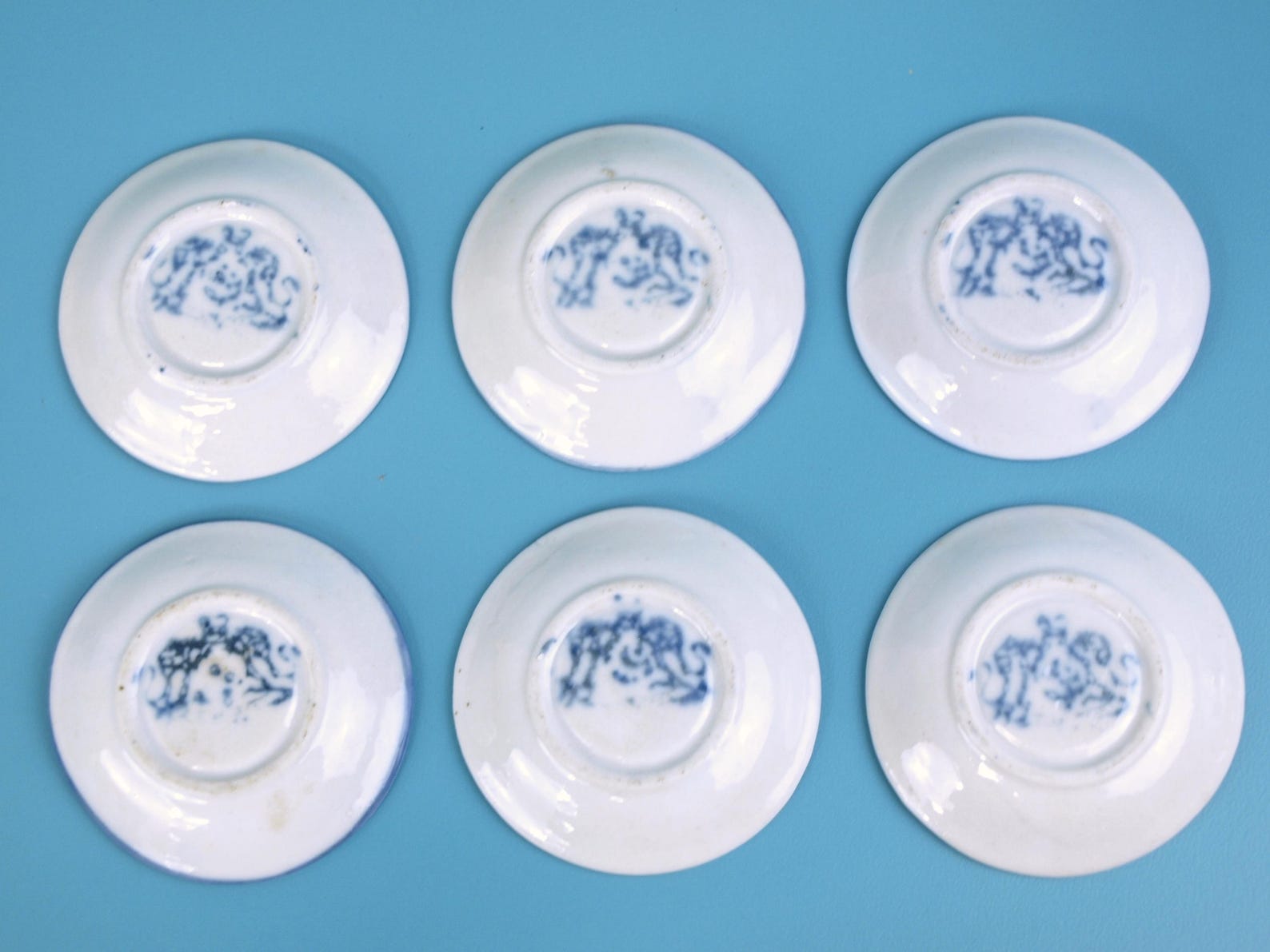 Vintage Flow Blue Willow Child's Tea Set, Asian Motif With Backstamp ...