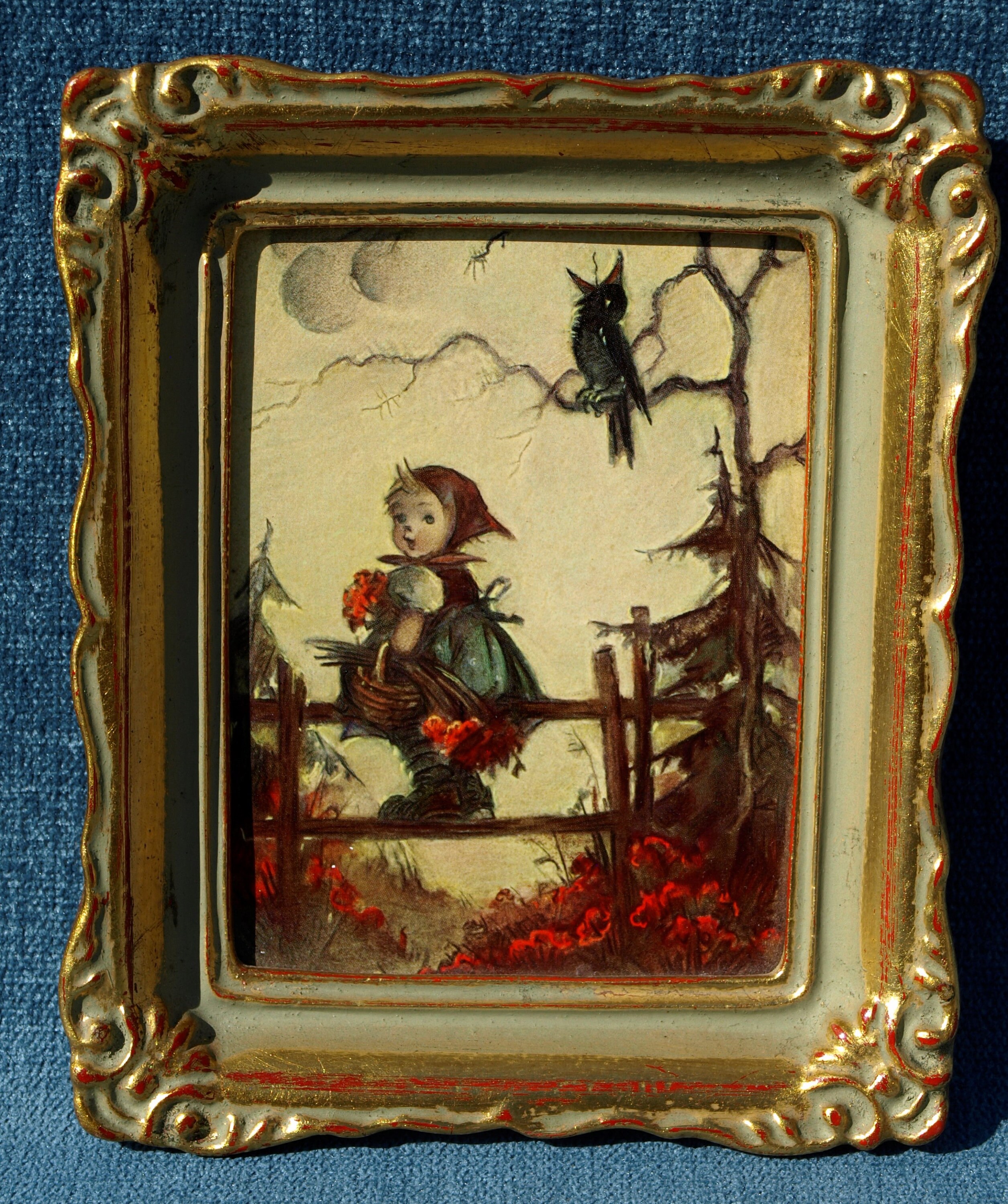 Vintage Genuine M.J. Hummel Reproductions Gold Finish Framed