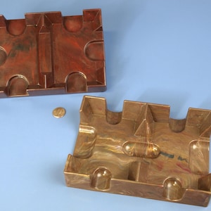 Bandeja de cartas de baralho vintage de dois baralhos marmorizados marrom da Nudell Plastics nº 30 Chicago IL Fabricado nos EUA Lote de 2 em muito bom estado
