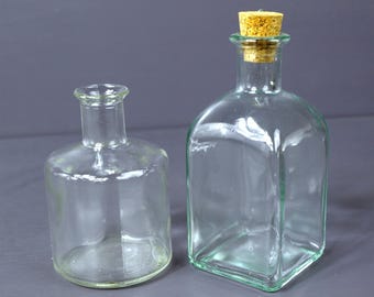 Vintage Clear Glass Apothecary Bottles - 200ML+ - Great Condition