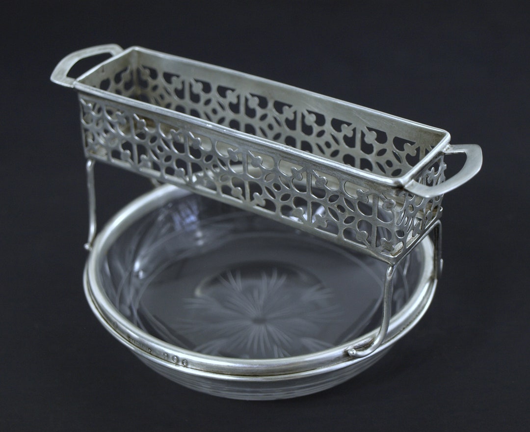 Antique Sterling Silver Sugar Cube Holder With Attached Etched Etsy