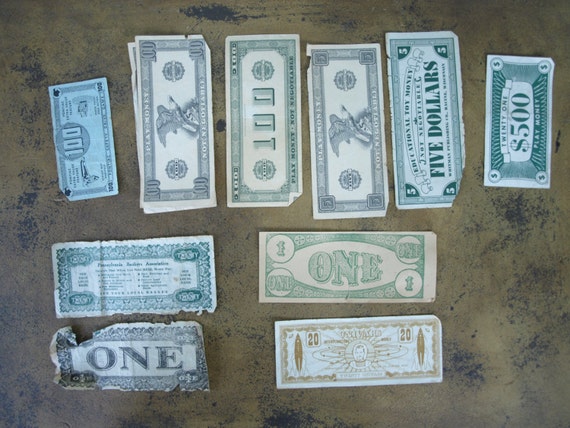 wooden play money