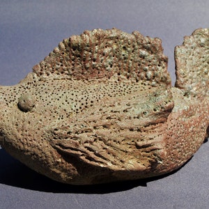Hand Made / Built Raku Art Pottery Koi Fish Sculpture With Organic ...