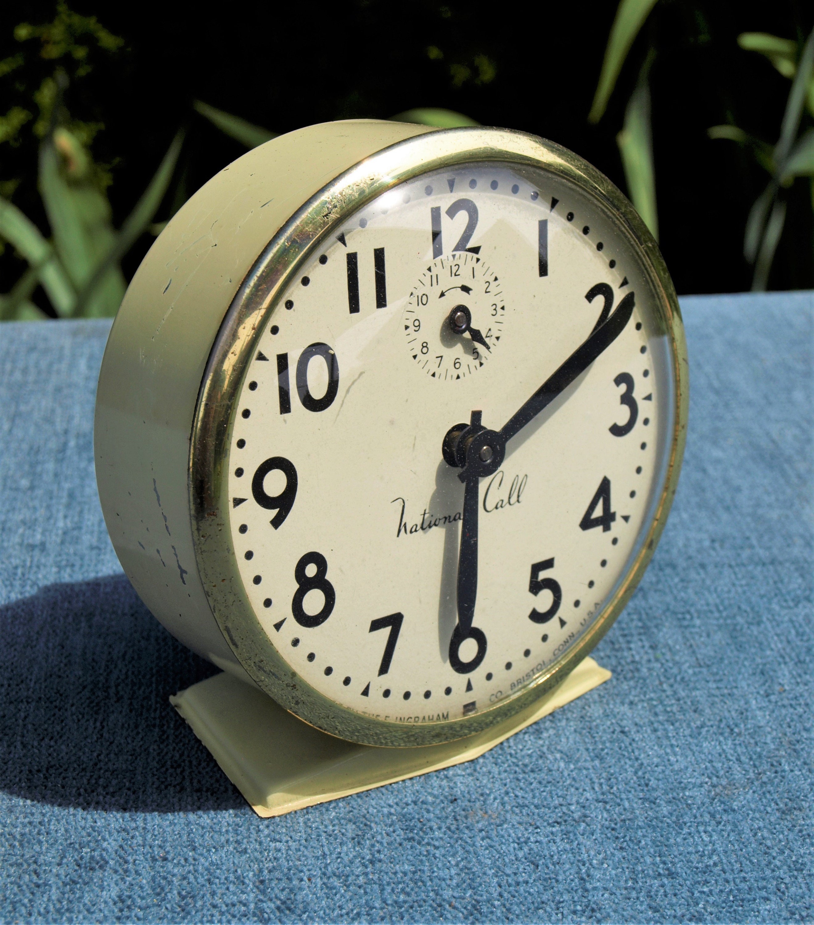 Vintage National Call Wind up Alarm Clock by Ingraham Co