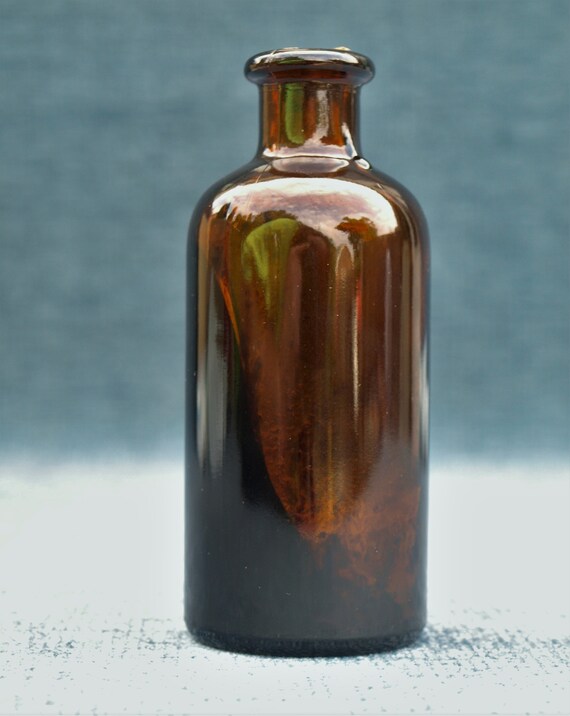 Antique Brown Glass Medicine Bottle With Cork 4.75 Etsy