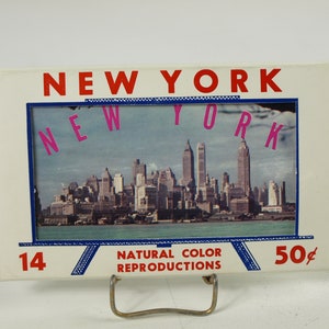 Vintage Souvenir Sammlung von 14 Farbbildern von New York - natürliche Farbreproduktionen, Set, circa 1950er Jahre - Reise-Erinnerungsstücke - VG